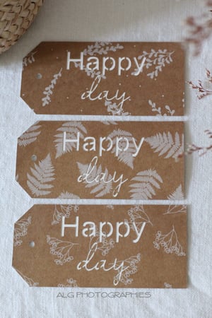 Image of Etiquette/tag papier recyclé Happy Day (ETKHDAY)