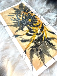 Image 4 of Black and Golden Yellow Chrysanthemum Print