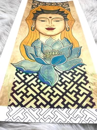 Image 4 of Guanyin & Blue Lotus (10x20") Original