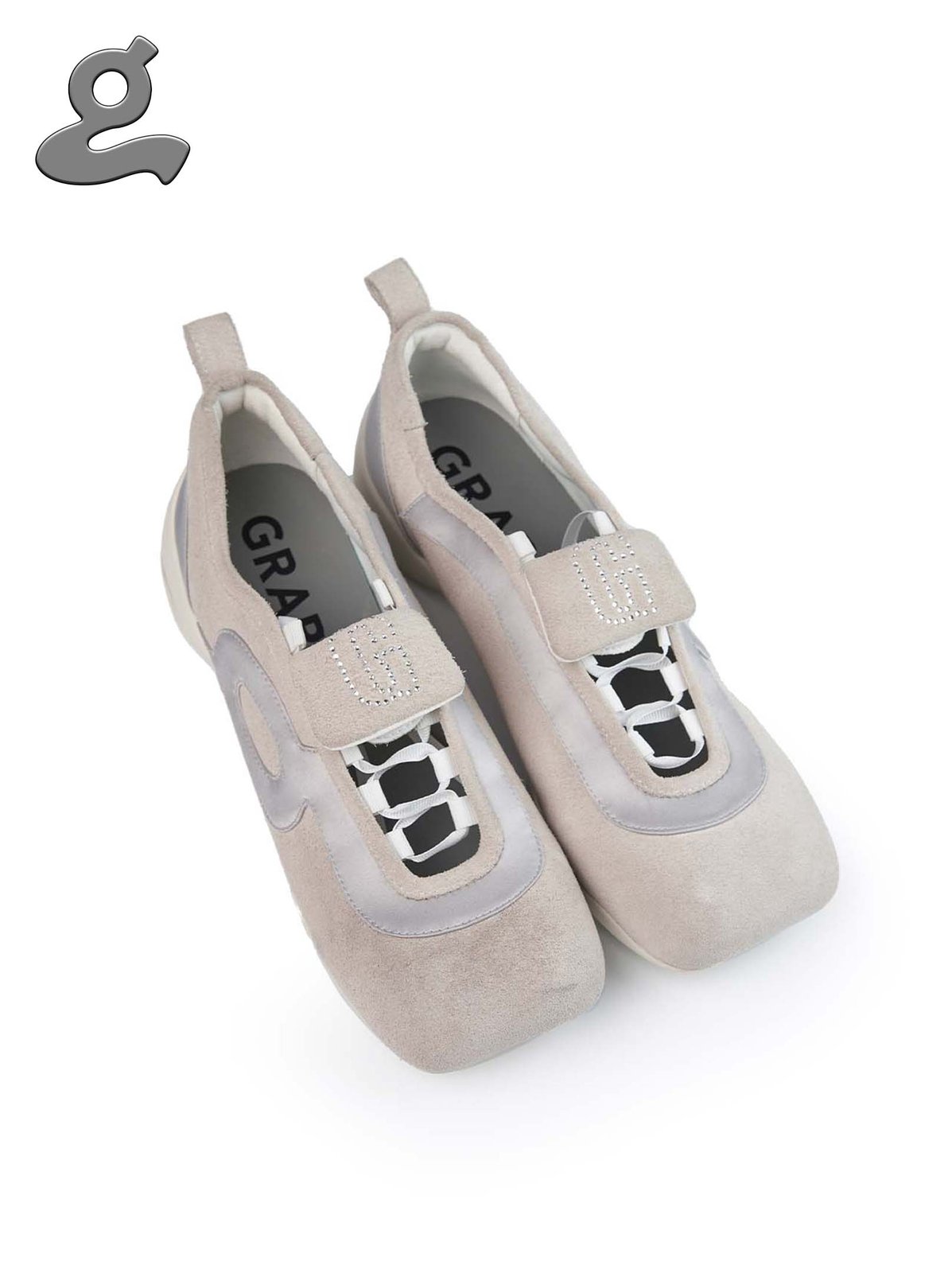 Grey Retro Strappy Tongue Sneakers | GRAPE Grey Retro Strappy Tongue Sneakers | GRAPE