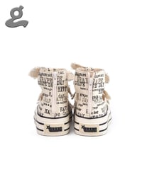 Image 4 of White Printed Canvas Bow High-waist Sneaker