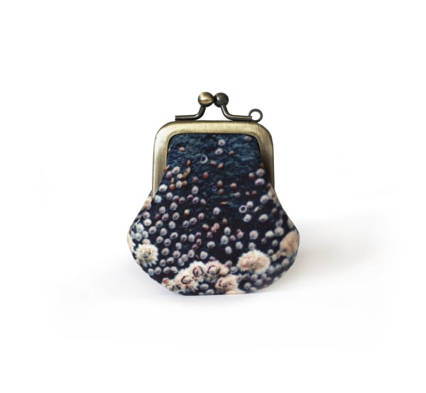 Image of Barnacles, tiny velvet kisslock purse with plant-dyed silk lining