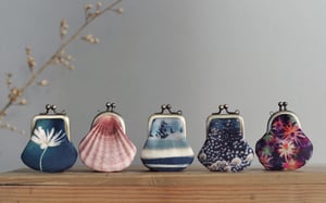 Image of Seashell, tiny velvet kisslock purse with plant-dyed lining