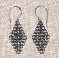 Argentium Sterling Silver Chainmaille Diamond Earrings
