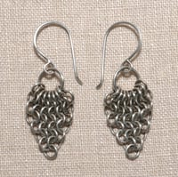 Argentium Sterling Silver Chainmaille Leaf Earrings