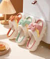 Womens Linen Slippers Indoor Slippers Comzy Anti-Slip House Cotton Shoes Cute Bowknot Flat Slipper 