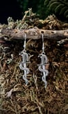 SNAKE AND SWORD SILVER TONE EARRINGS