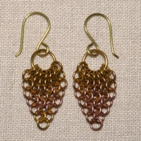 Image 2 of Anodized Niobium Chainmaille Leaf Earrings
