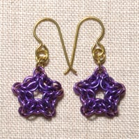 Image 1 of Anodized Niobium Chainmaille Star Earrings