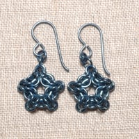 Image 3 of Anodized Niobium Chainmaille Star Earrings
