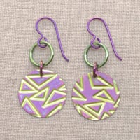 Image 3 of Bi-color Anodized Niobium Embossed Disc Earrings