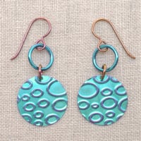 Image 5 of Bi-color Anodized Niobium Embossed Disc Earrings