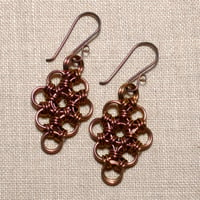 Image 1 of Anodized Niobium Japanese Lace Chainmaille Diamond Earrings