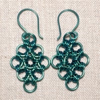 Image 2 of Anodized Niobium Japanese Lace Chainmaille Diamond Earrings