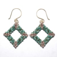 Image 1 of Bead Woven 3D Square Earrings