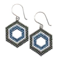 Image 2 of Bead Woven Open Hexagon Earrings