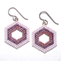 Image 3 of Bead Woven Open Hexagon Earrings