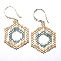 Image 5 of Bead Woven Open Hexagon Earrings