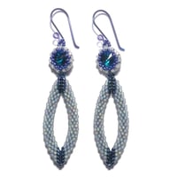 3D Beaded Pointed Oval Earrings with Rivoli