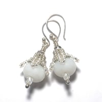 Image 1 of Herringbone Flower Bead Cap Earrings