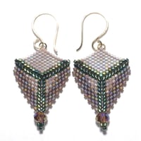 Image 2 of Bead Woven Shield Earrings