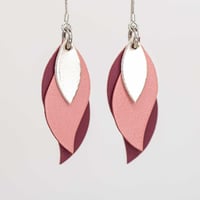 Australian leather leaf earrings - Rose gold, warm pink, dusky rose pink