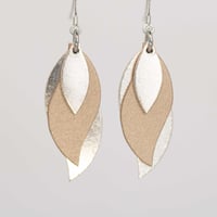 Australian leather leaf earrings - Rose gold with matte rose gold