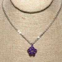 Image 2 of Anodized Niobium Chainmaille Star Pendant on Stainless Steel Chain