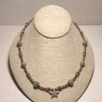 Image 2 of Carnelian, Hematite, & Sterling Silver Starfish Necklace