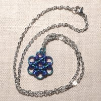 Image 1 of Anodized Niobium Chainmaille Snowflake Pendant on Stainless Steel Chain