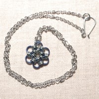 Image 2 of Anodized Niobium Chainmaille Snowflake Pendant on Stainless Steel Chain