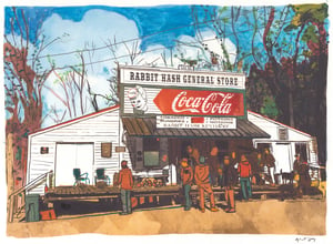 Image of Watercolor Painting of Rabbit Hash General Store