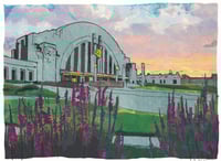 Watercolor Painting of Union Terminal, Cincinnati Ohio
