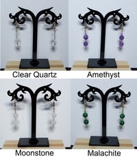 18K Gold Plated Hook Earrings (Clear Quartz, Amethyst, Moonstone, Malachite)