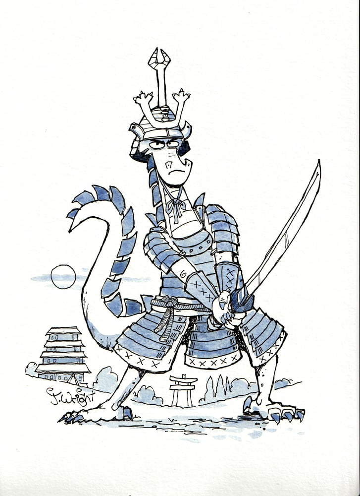 Image of "Samurai Slack" - pen & wash original artwork