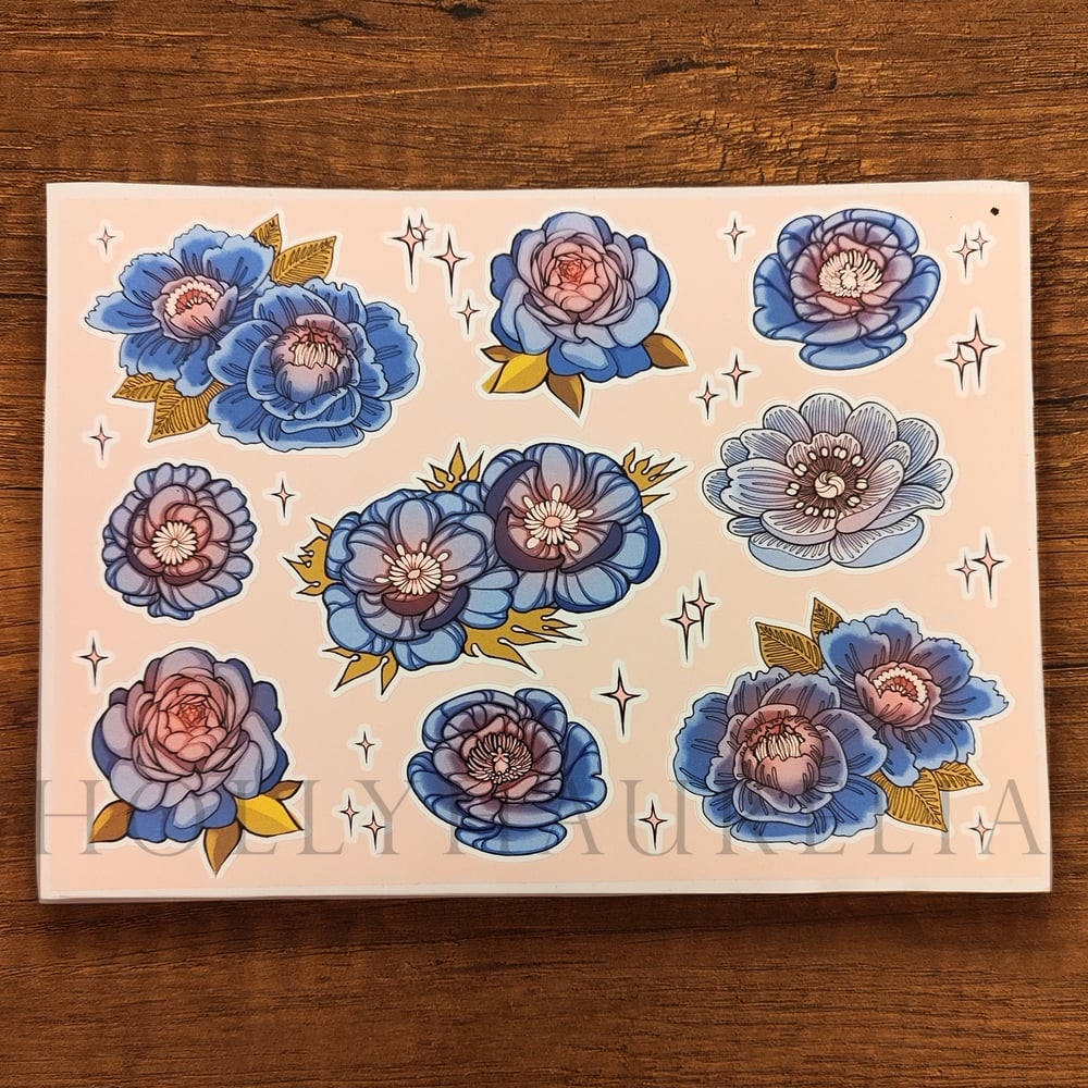 Blue Flowers stickerpack A5