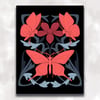 Red Butterflies postcard A6