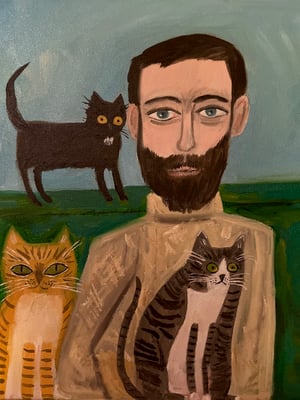 Image of Young Edward Gorey. oil painting on canvas