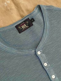 Image 4 of RRL GARMENT-DYED WAFFLE-KNIT HENLEY (emerald)