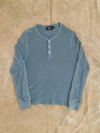 Image 2 of RRL GARMENT-DYED WAFFLE-KNIT HENLEY (emerald)