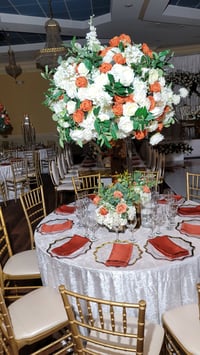 Image 1 of 80 cm Burn orange /Green / White flowers Silk flower 