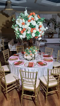 Image 2 of 80 cm Burn orange /Green / White flowers Silk flower 