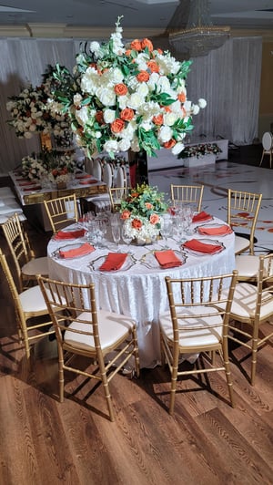 Image of 80 cm Burn orange /Green / White flowers Silk flower 