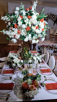 Image 5 of 80 cm Burn orange /Green / White flowers Silk flower 