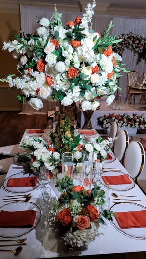 Image of 80 cm Burn orange /Green / White flowers Silk flower 