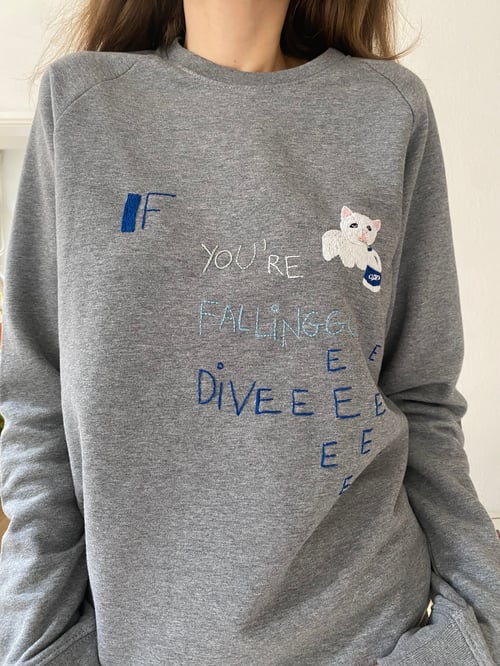 Image of Dive - hand embroidered sweatshirt, organic cotton, one of a kind