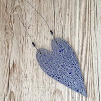 Image 3 of Large Blue Textured Heart with Beads