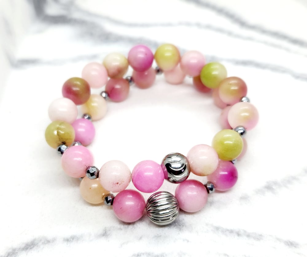 Image of Multi Colored Jade Bracelet