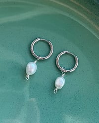 Image 1 of Stainless Steel FreshWater Pearl Huggies