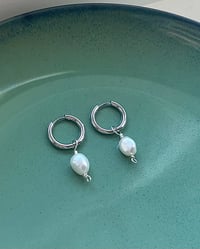 Image 4 of Stainless Steel FreshWater Pearl Huggies